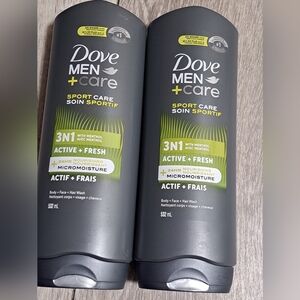 2 Brand New Dove Men+Care Sport Care 3-in-1 Body, Face & Hair Wash. 532ml X 2